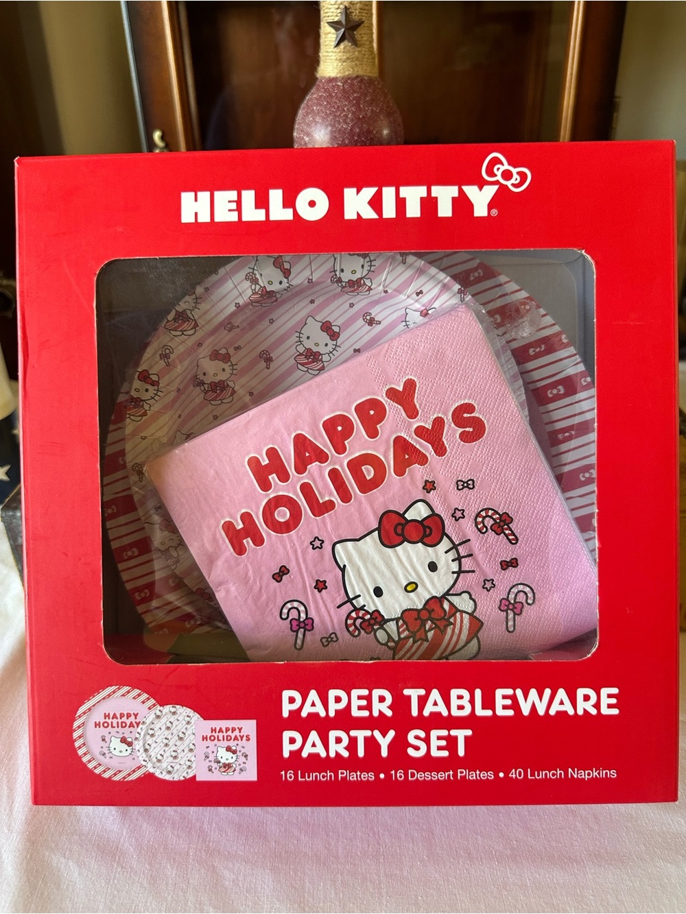 Hello Kitty Paper Party Happy Holidays Tableware Set - New